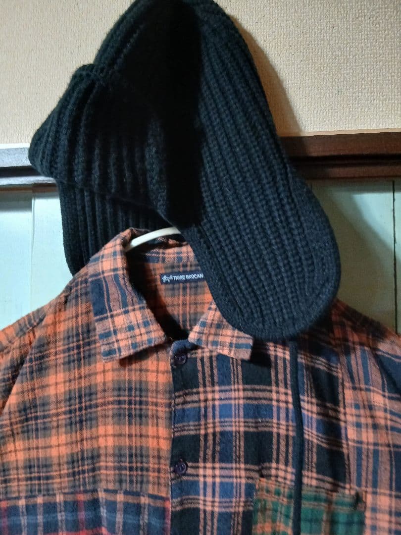 着1回　 パッチワーク　ネル　チェック　九分袖　シャツワンピ　プロフで全品見て