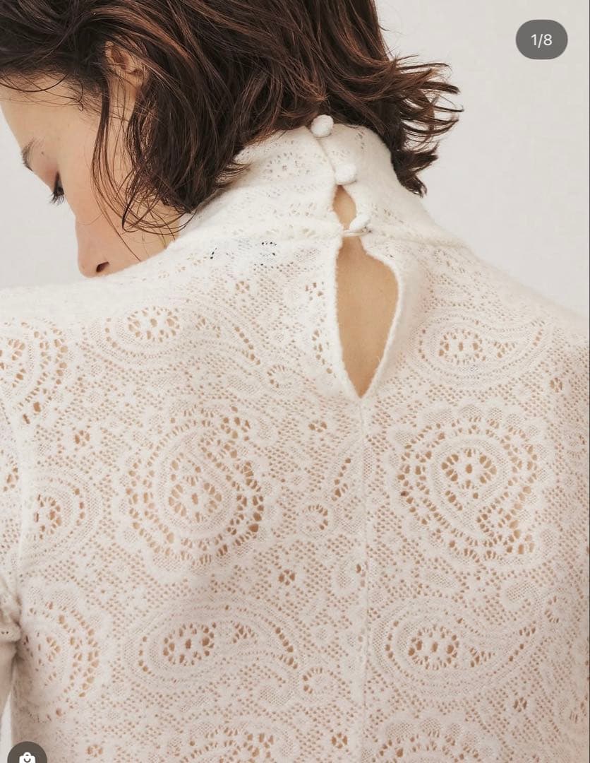 最終kume_official レースハイネックトップス