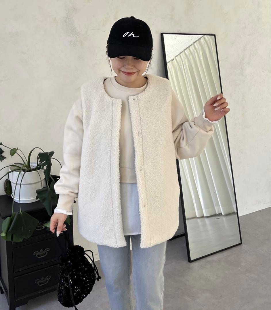 【MOMO COLLECTION】ボア×ハートキルティングリバーシブルベスト L