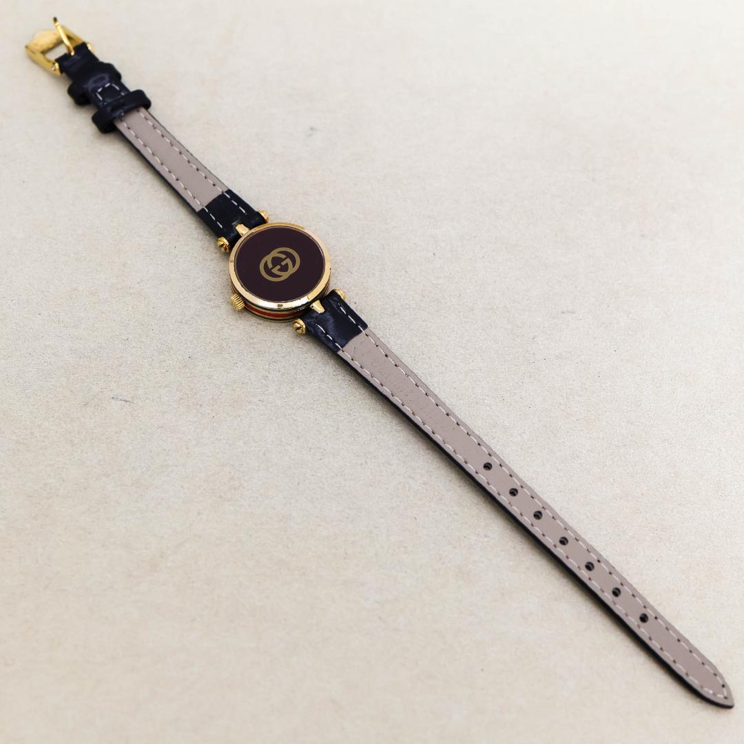 稼働 GUCCI 腕時計 サイドシェリー 新品電池 アンティーク 2256