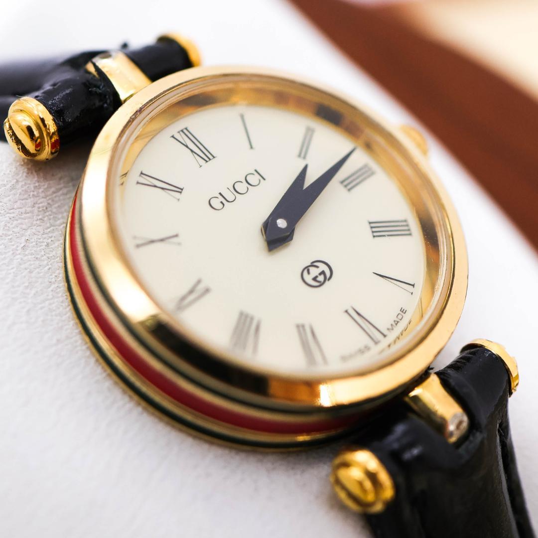 稼働 GUCCI 腕時計 サイドシェリー 新品電池 アンティーク 2256