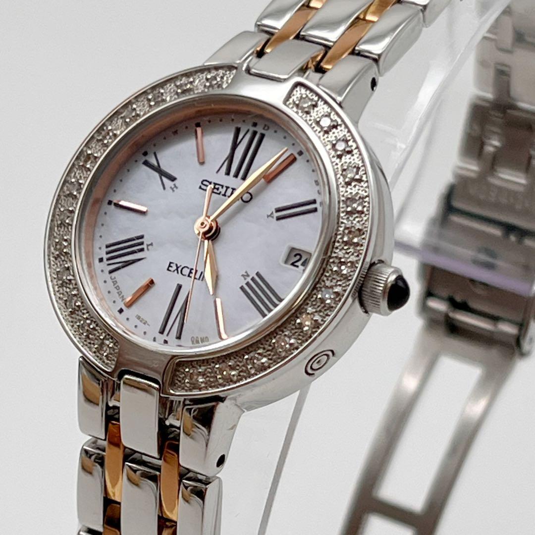 SEIKO セイコー ダイヤベゼル クォーツ ソーラー電波 レディース 腕時計