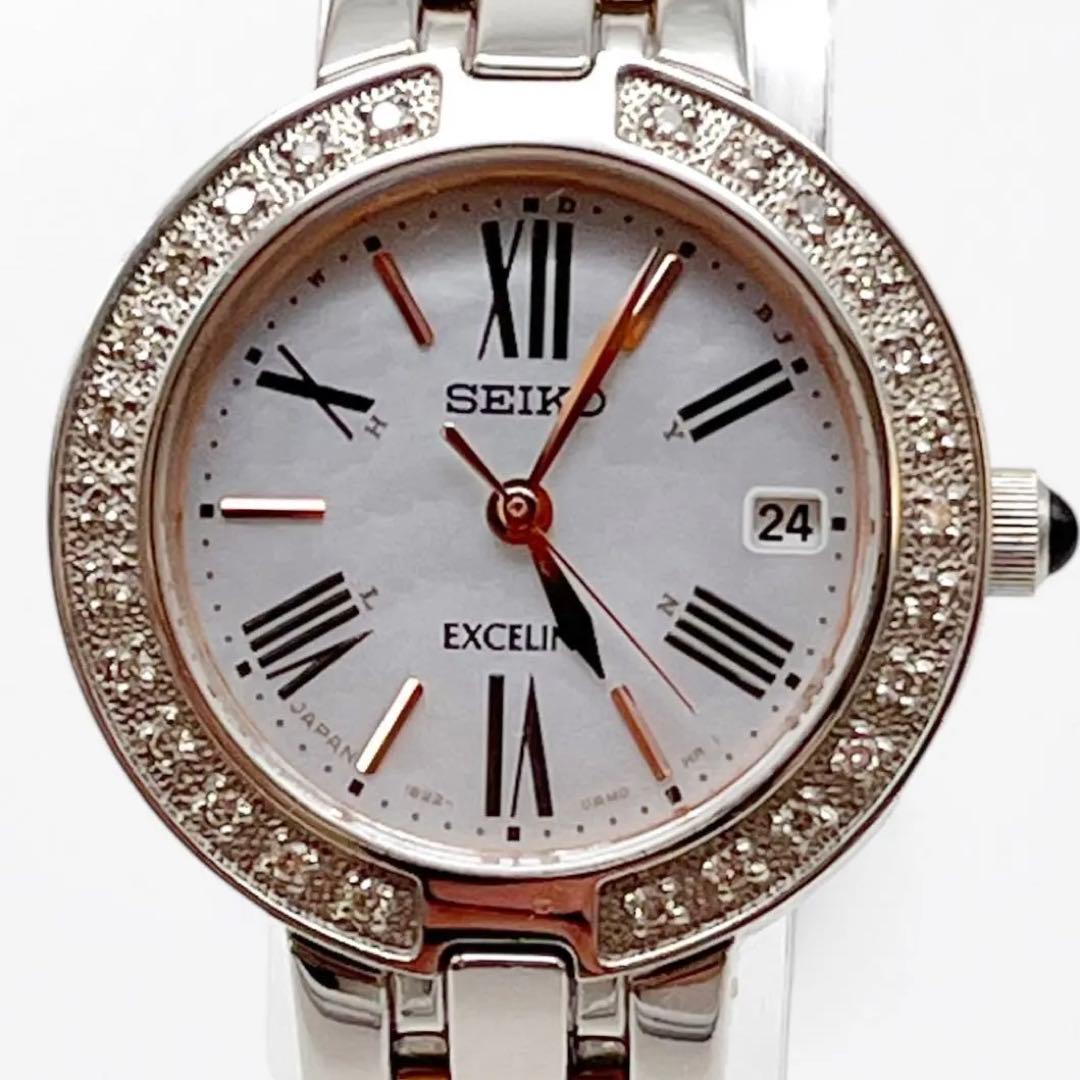SEIKO セイコー ダイヤベゼル クォーツ ソーラー電波 レディース 腕時計