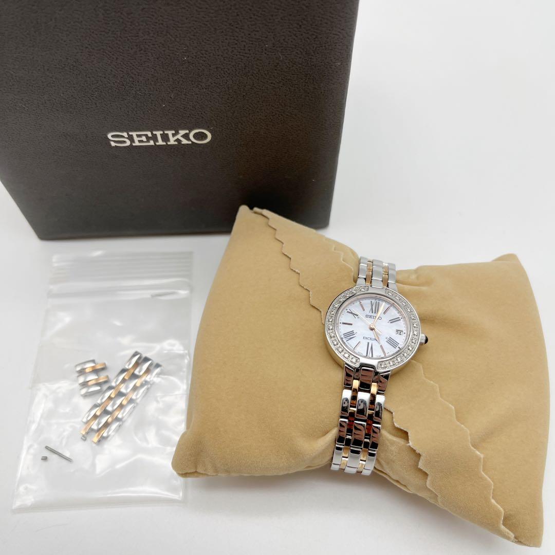 SEIKO セイコー ダイヤベゼル クォーツ ソーラー電波 レディース 腕時計