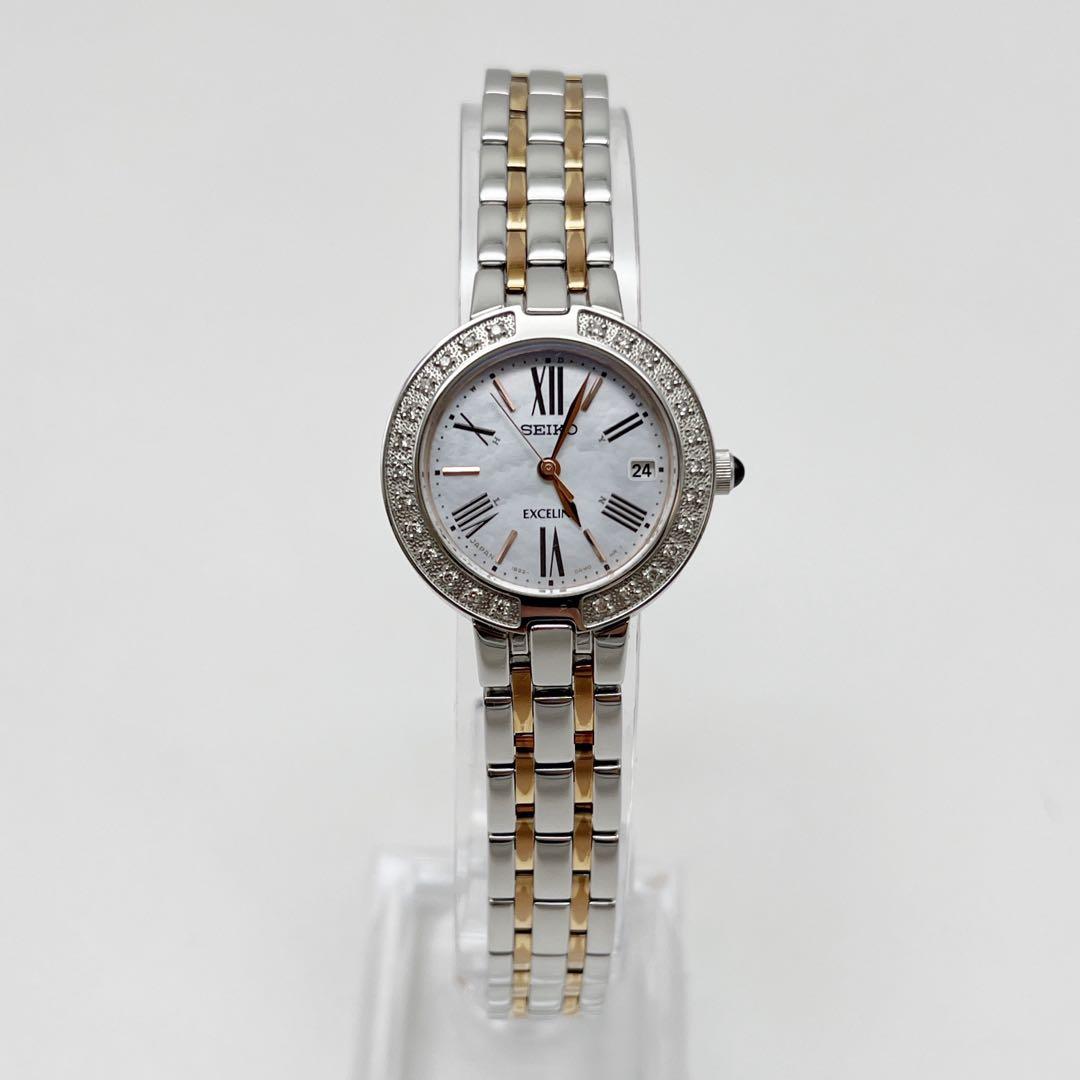 SEIKO セイコー ダイヤベゼル クォーツ ソーラー電波 レディース 腕時計