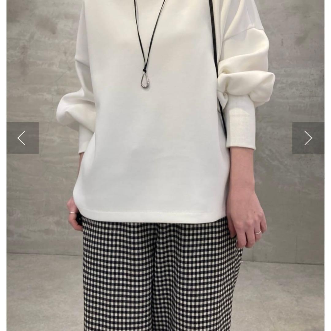 ウエストリブチェックパンツ　ブラック