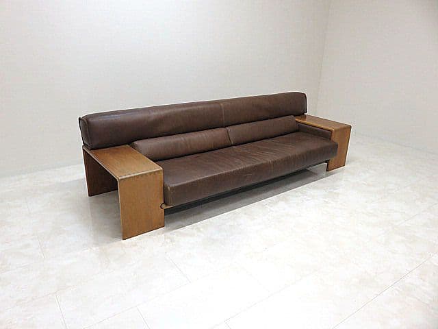 ジ*3様 カンディハウス 「ボルス」 総革3人掛けソファ 　トリプルソファ/3P