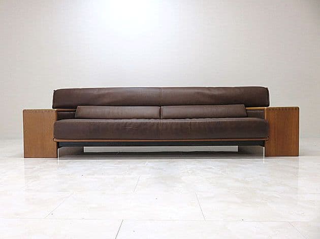 ジ*3様 カンディハウス 「ボルス」 総革3人掛けソファ 　トリプルソファ/3P