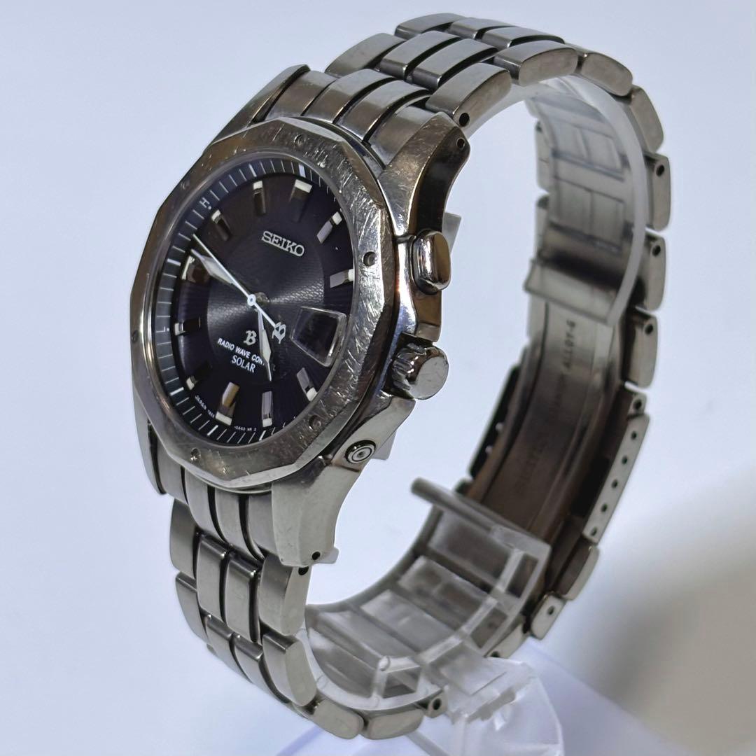 稼働 SEIKO ブライツ メンズ腕時計 電波ソーラー 7B22 デイト.