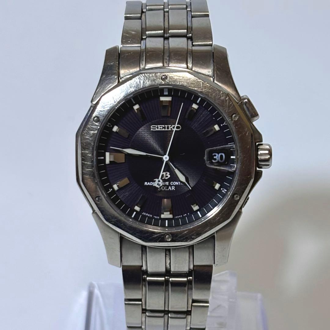 稼働 SEIKO ブライツ メンズ腕時計 電波ソーラー 7B22 デイト.
