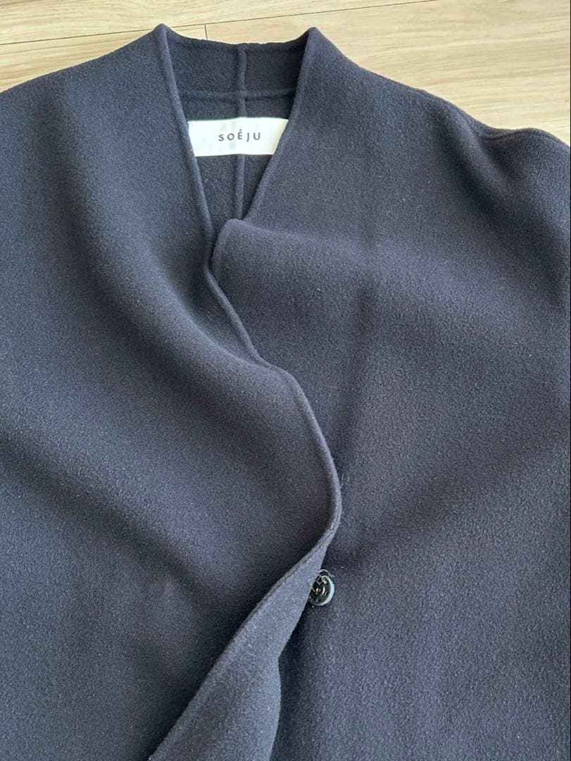 訳あり★ソージュ soeju ウールリバーミディコート　ネイビー