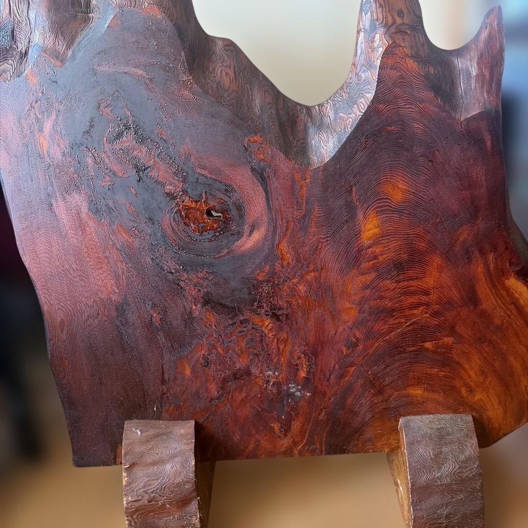 木製置物 有機的な形状 ダークブラウン