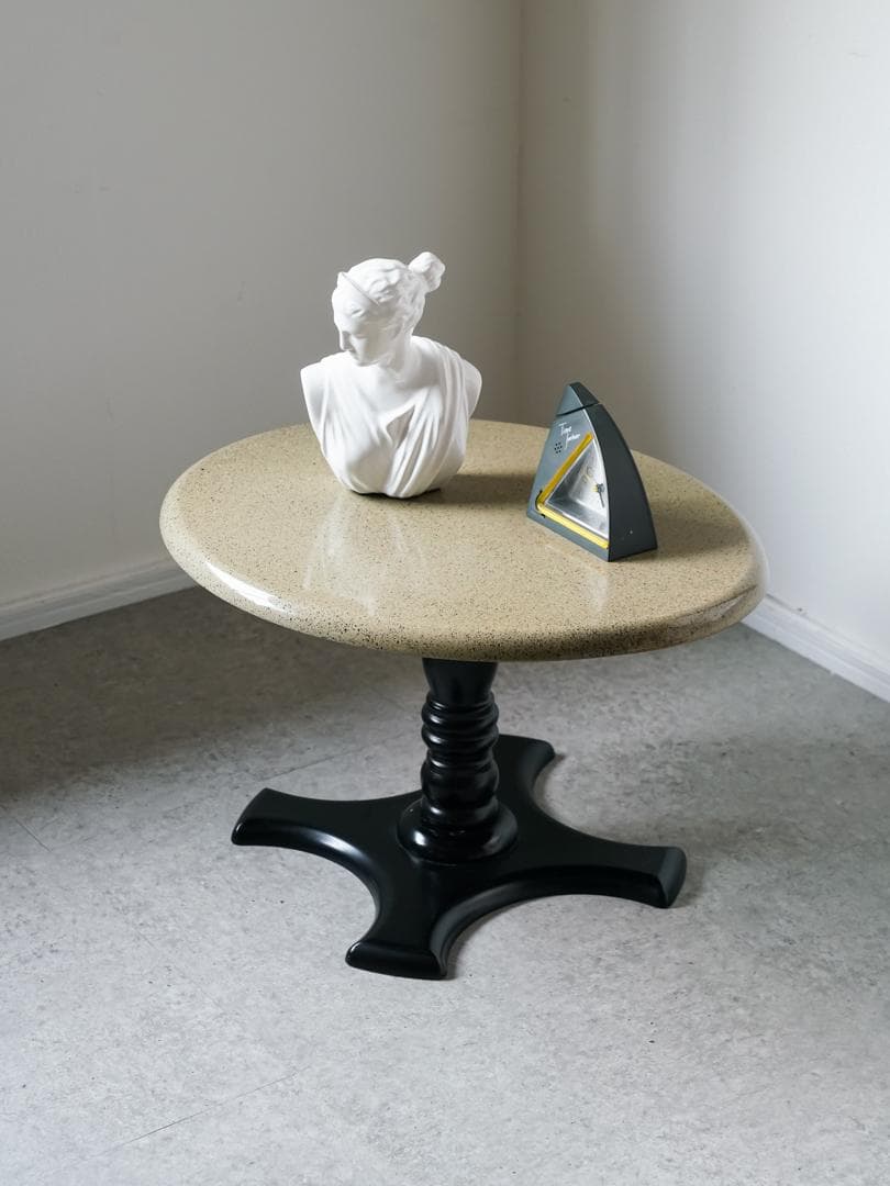 vintage ラウンド サイドテーブル テラゾー調　モダン 昭和レトロ