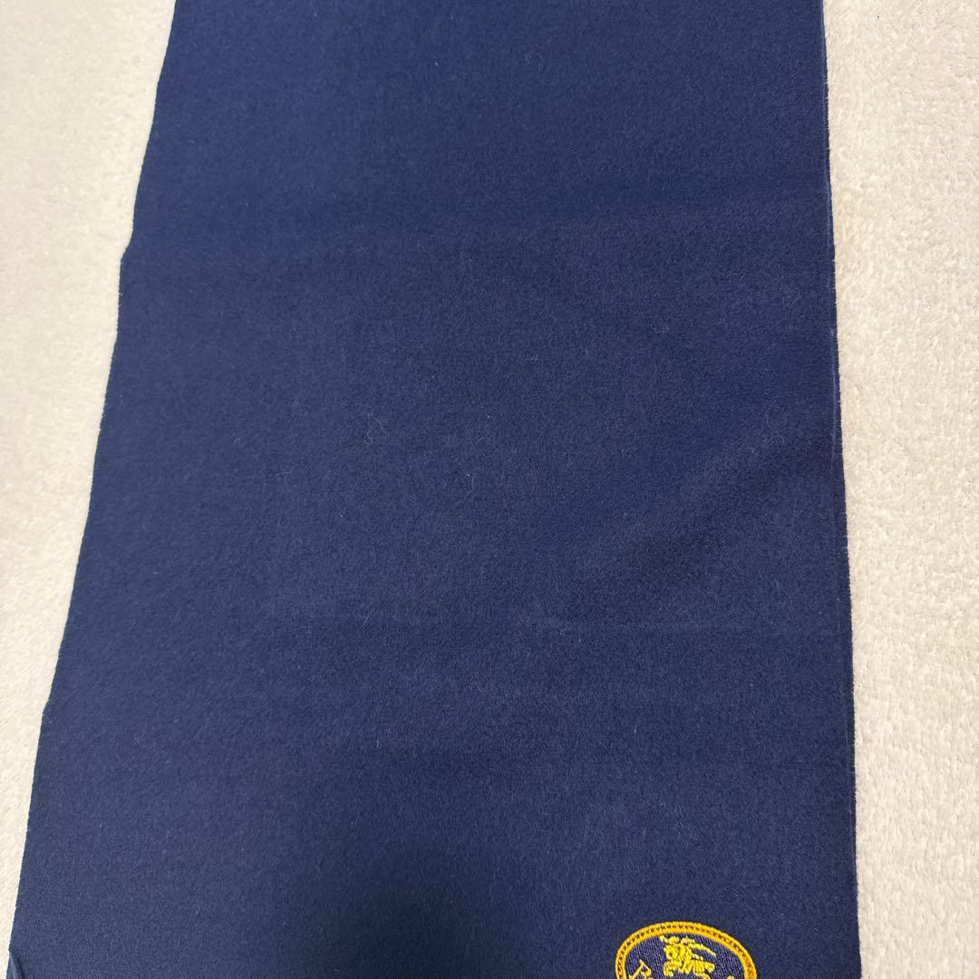 新品タグ付き バーバリーズ ラムウールマフラー ネイビー ワッペン エンブレム