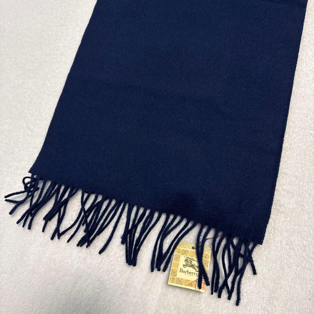 新品タグ付き バーバリーズ ラムウールマフラー ネイビー ワッペン エンブレム