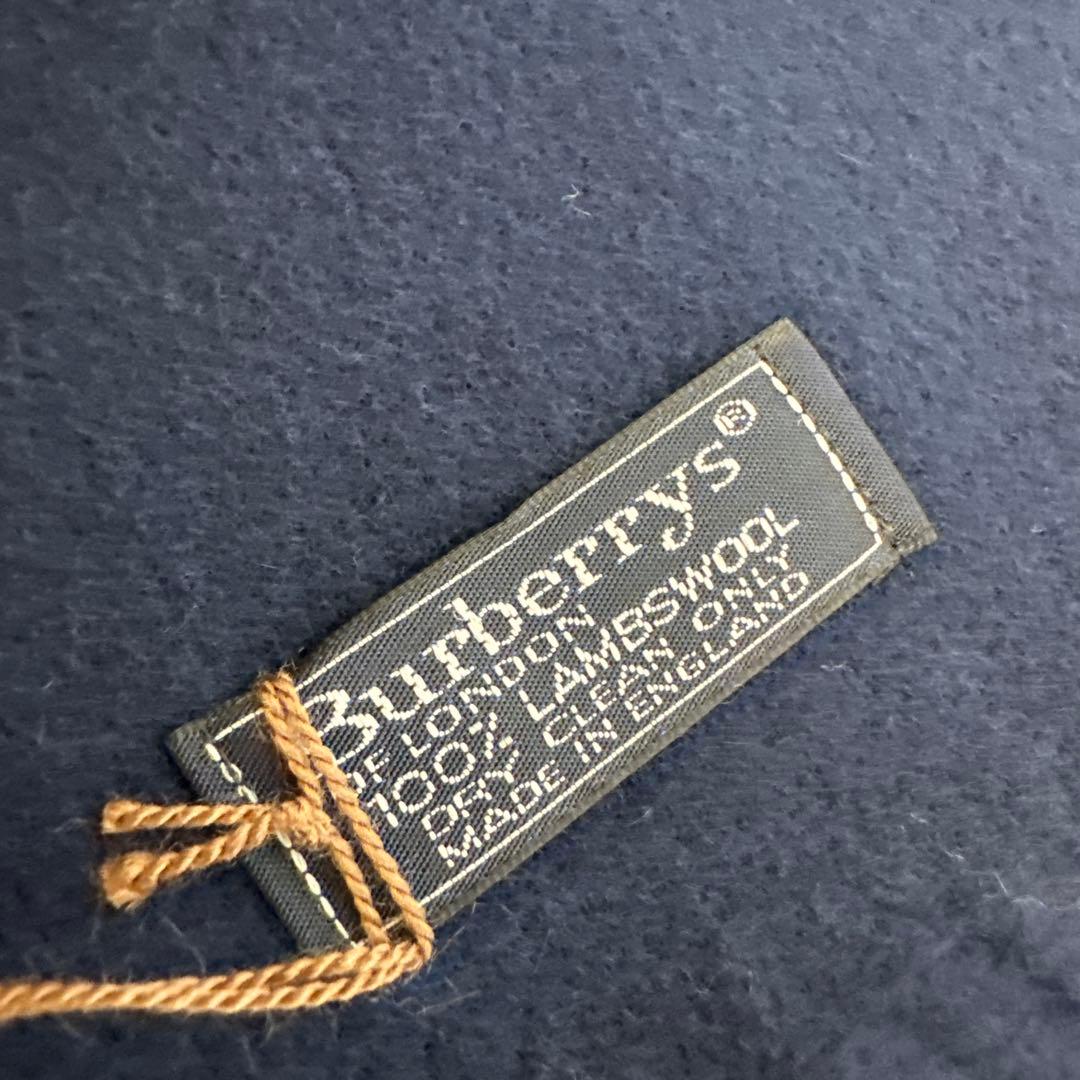 新品タグ付き バーバリーズ ラムウールマフラー ネイビー ワッペン エンブレム