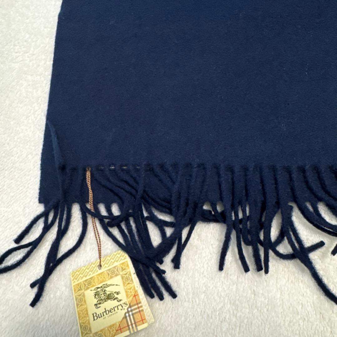 新品タグ付き バーバリーズ ラムウールマフラー ネイビー ワッペン エンブレム