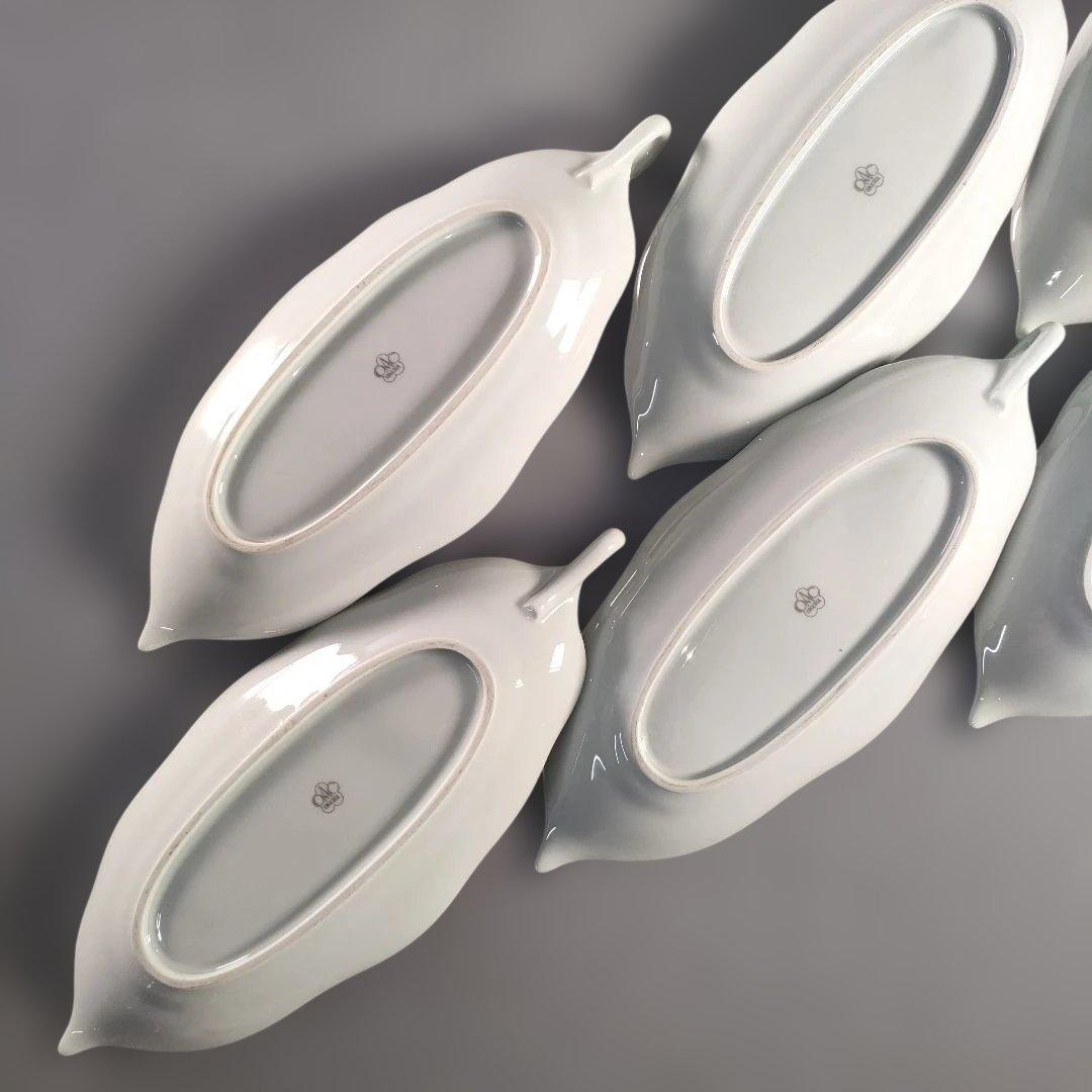 A1389-3/大倉陶園/金彩葉形銘々皿 大1客・小6客/向付/菓子皿/懐石道具