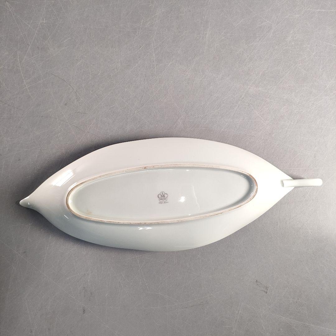 A1389-3/大倉陶園/金彩葉形銘々皿 大1客・小6客/向付/菓子皿/懐石道具