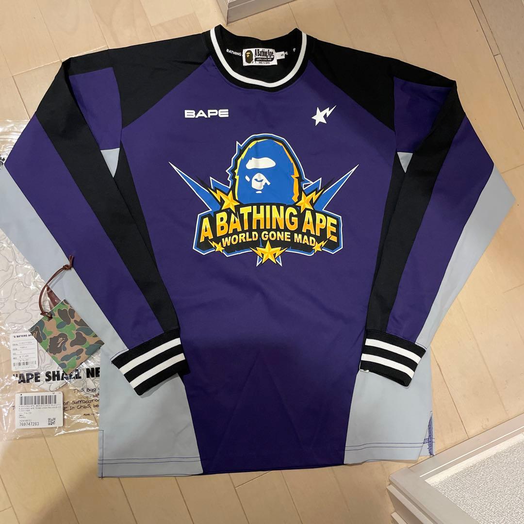 な*;様 ベイシングエイプ　チームロゴロングTシャツ　Sサイズ