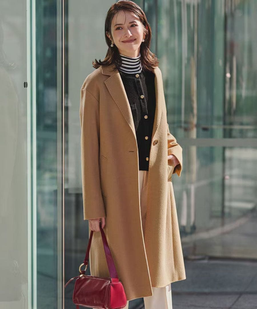 23区（オンワード樫山）ベージュ ウールカシミヤロングコート今期新作