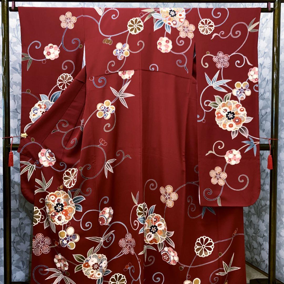 正絹 振袖セット 京友禅真紅色の振袖 成人式