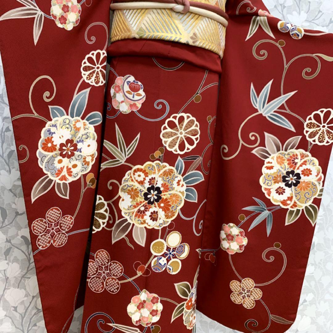 正絹 振袖セット 京友禅真紅色の振袖 成人式