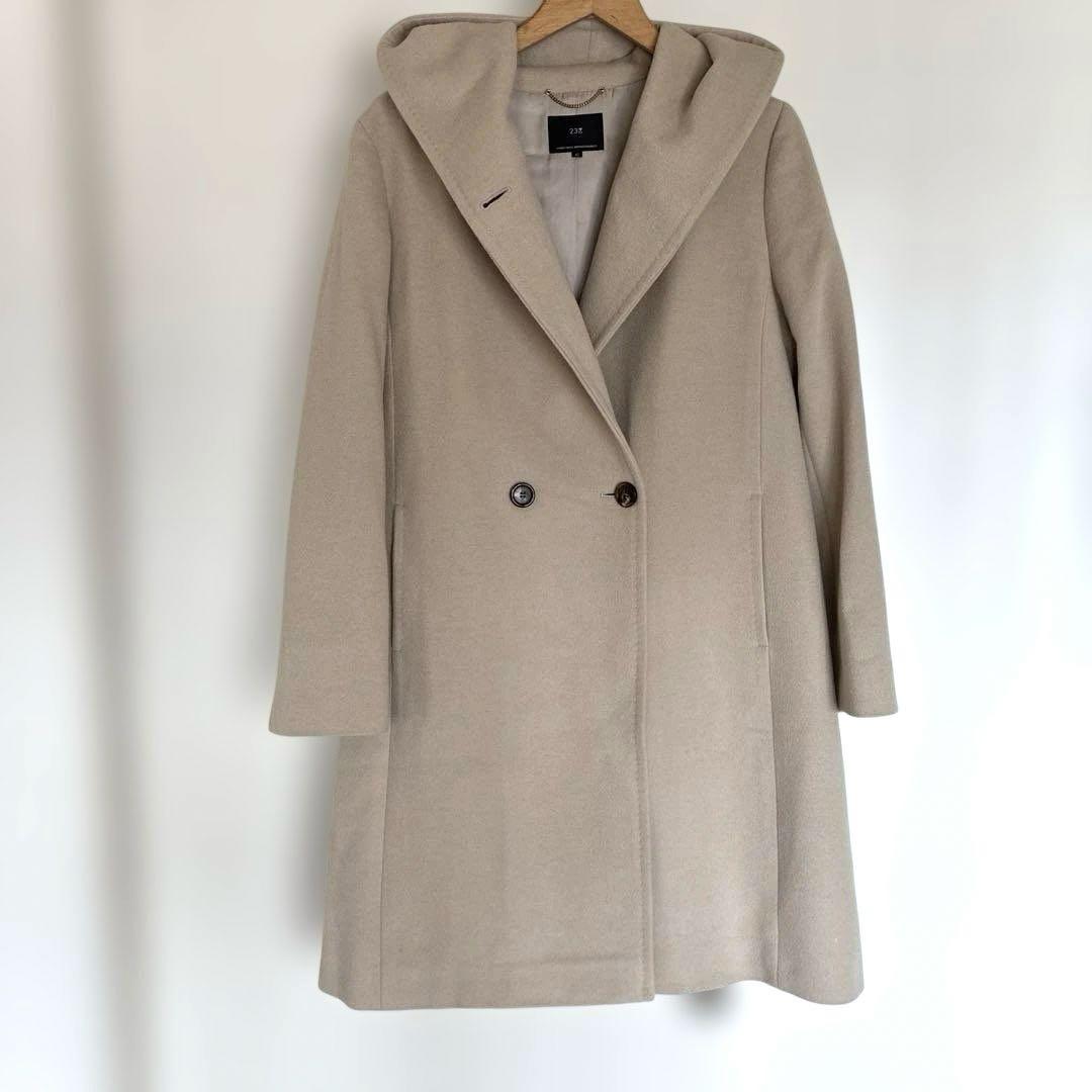 23区 ウール アンゴラ ビーバー フーデッド コート 40 L