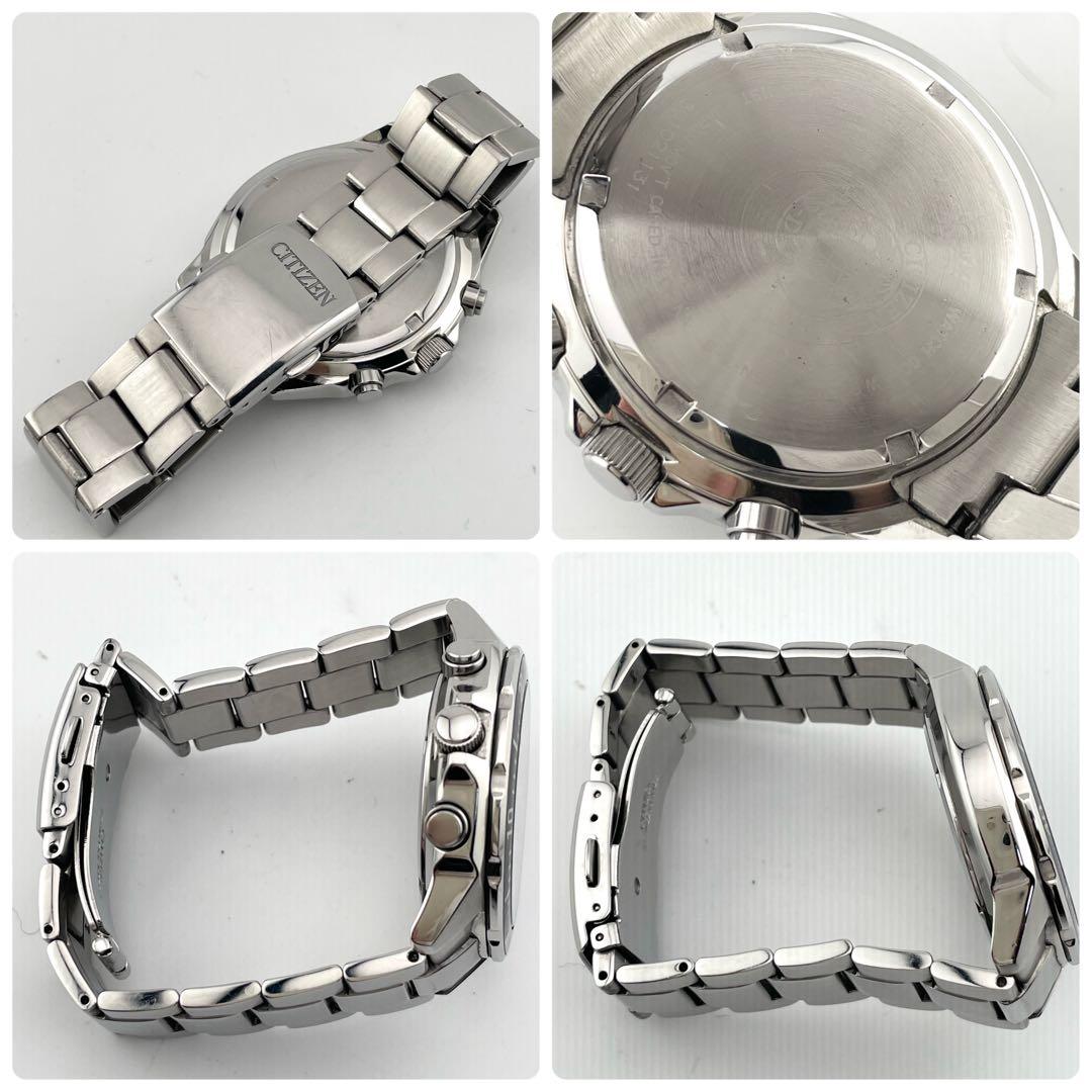 【稼働/】シチズン　クロノグラフ　デイト　ソーラー　腕時計　黒文字盤　メンズ