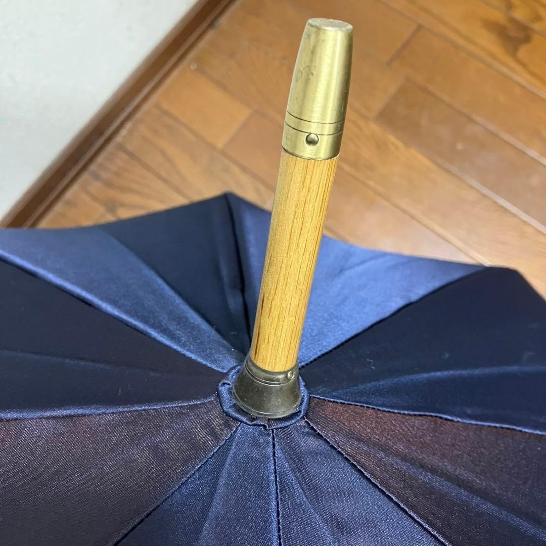 FENDI 長傘　ズッカ柄　ネイビー　ウッドハンドル　ムーンバット