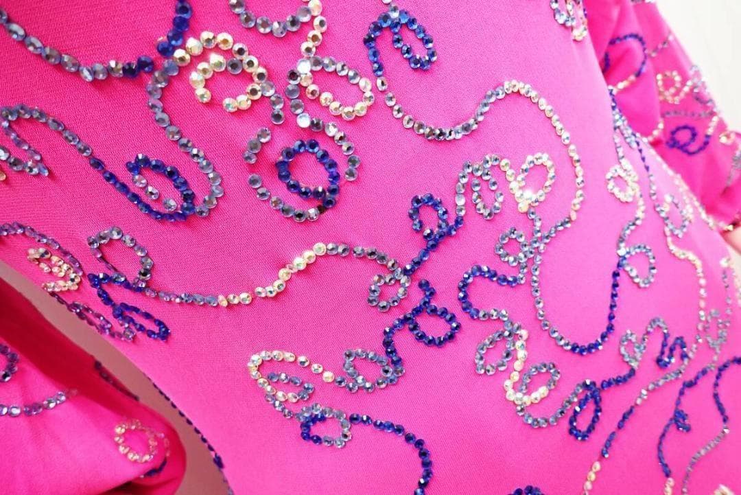 6364★凛舞チャコット★M/英国製/ピンク/スワロ/スタンダードドレス☆社交