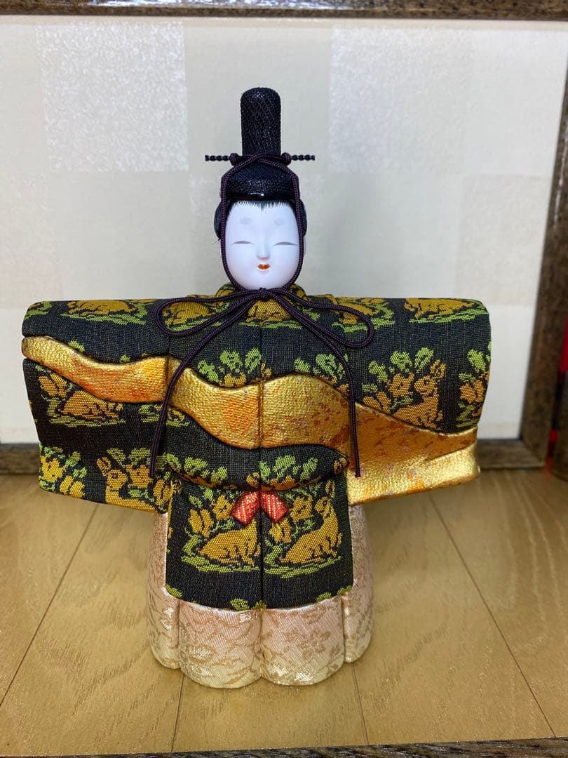 雛人形　木村一秀作　江戸木目込人形親王平飾り・間口約４０×奥行約２０×高約２６㎝