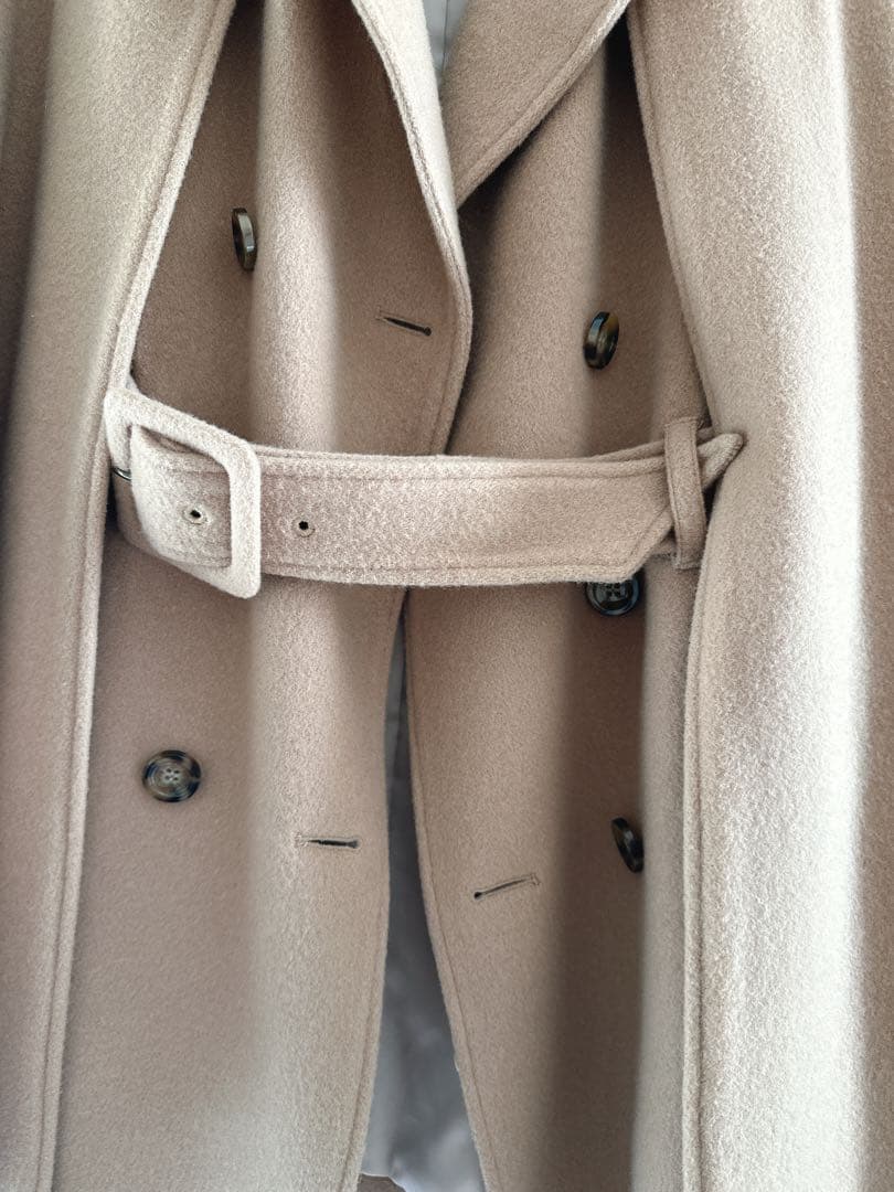 新品 ベージュ ウール ケープコート