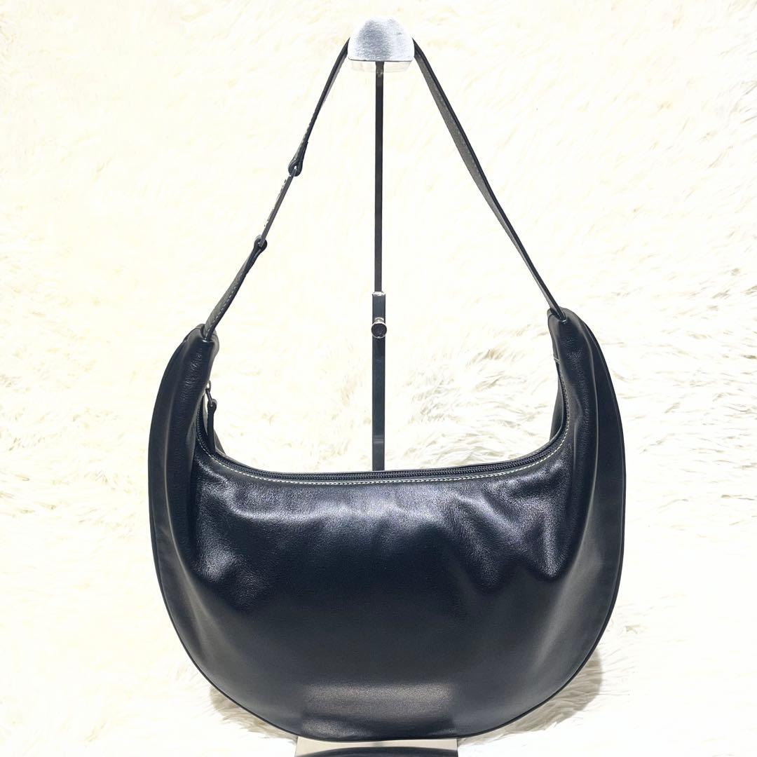 極美品☆ローレン ラルフローレン ムーンバッグ ワンショルダー 黒 三日月 本革