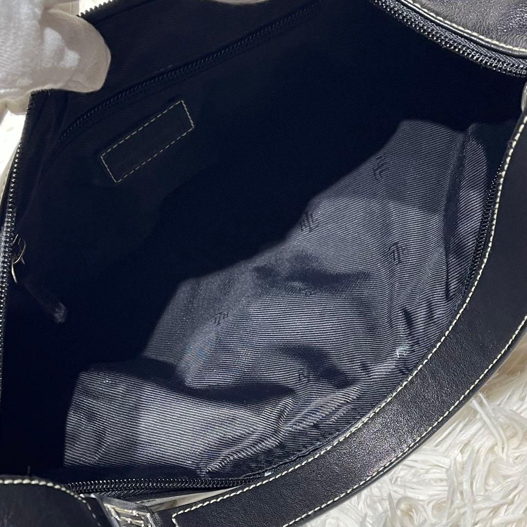 極美品☆ローレン ラルフローレン ムーンバッグ ワンショルダー 黒 三日月 本革