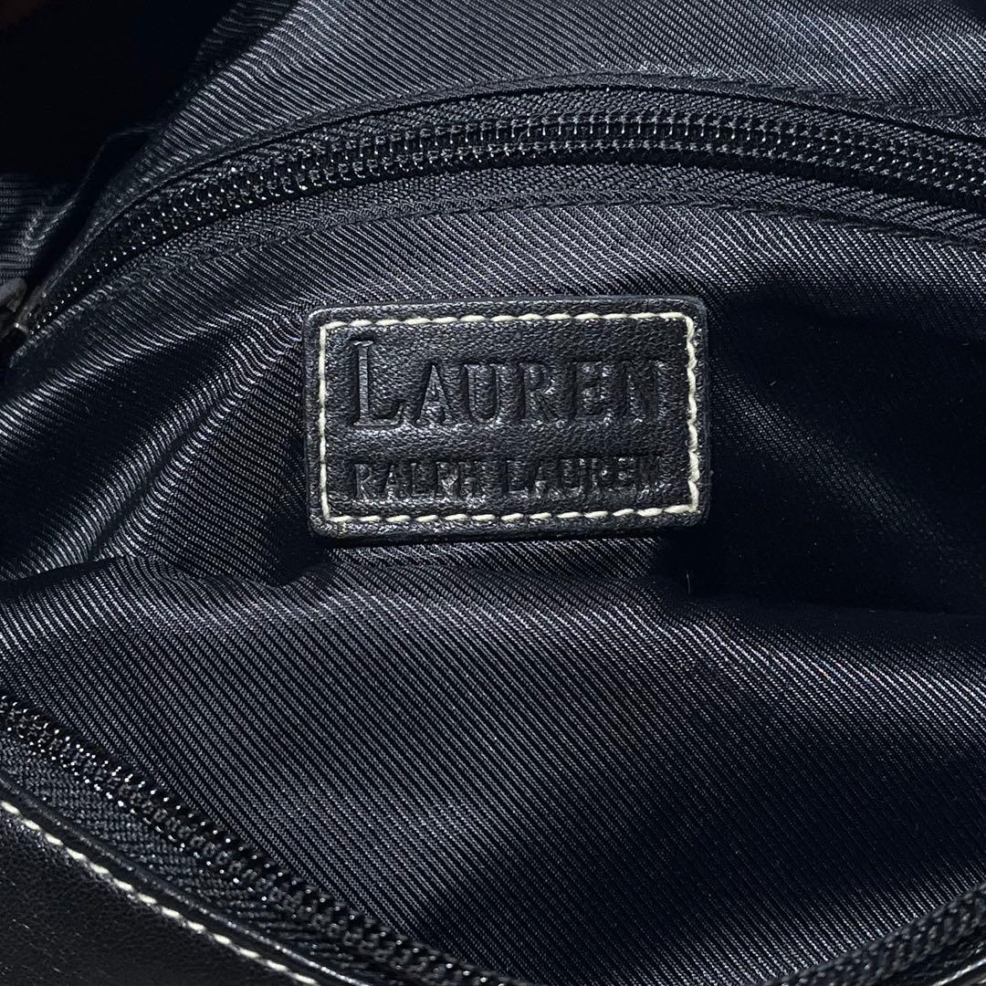 極美品☆ローレン ラルフローレン ムーンバッグ ワンショルダー 黒 三日月 本革