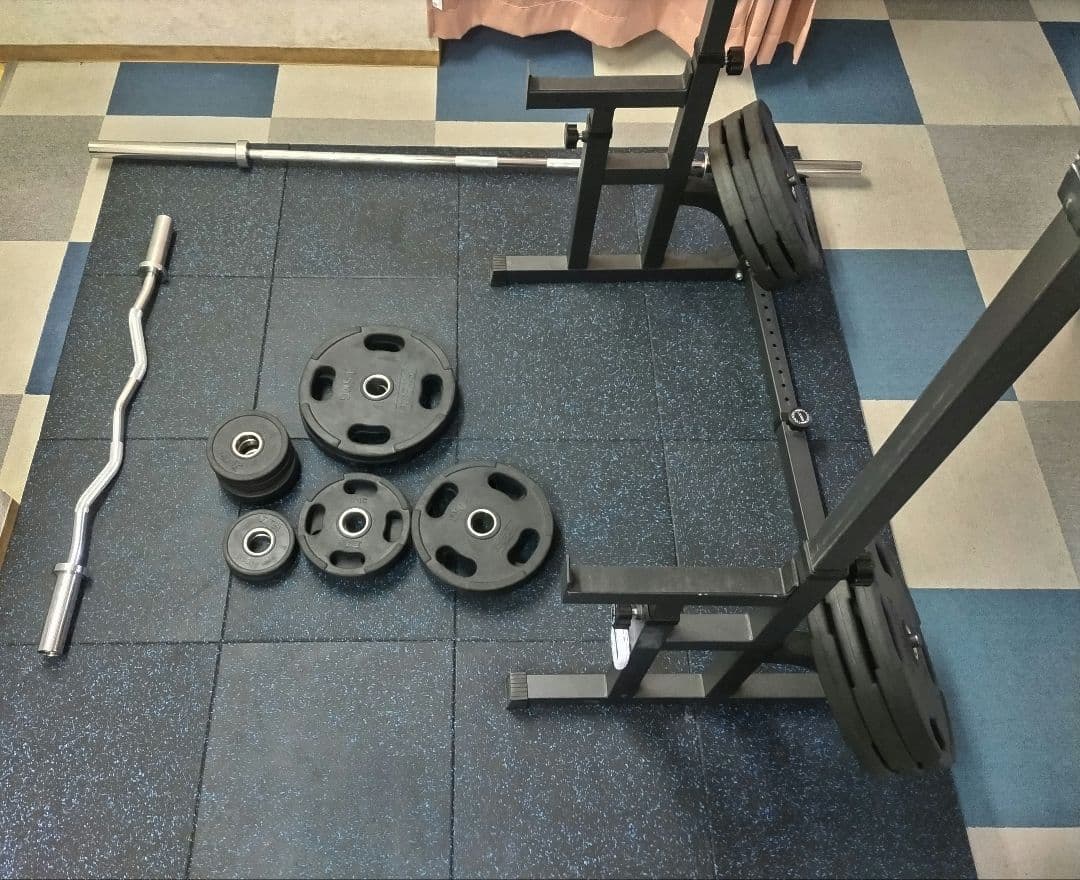 オリンピックバーベルトレーニングベンチ EZバー ウエイトプレートセットマット