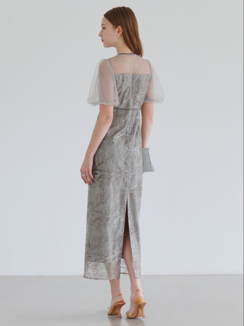 アシンメトリーシアーフラワーワンピースドレス結婚式パーティー成人式二次会デート