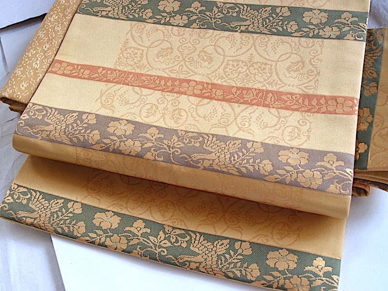 織りの九寸名古屋帯（横段に唐花文）長373 正絹美品