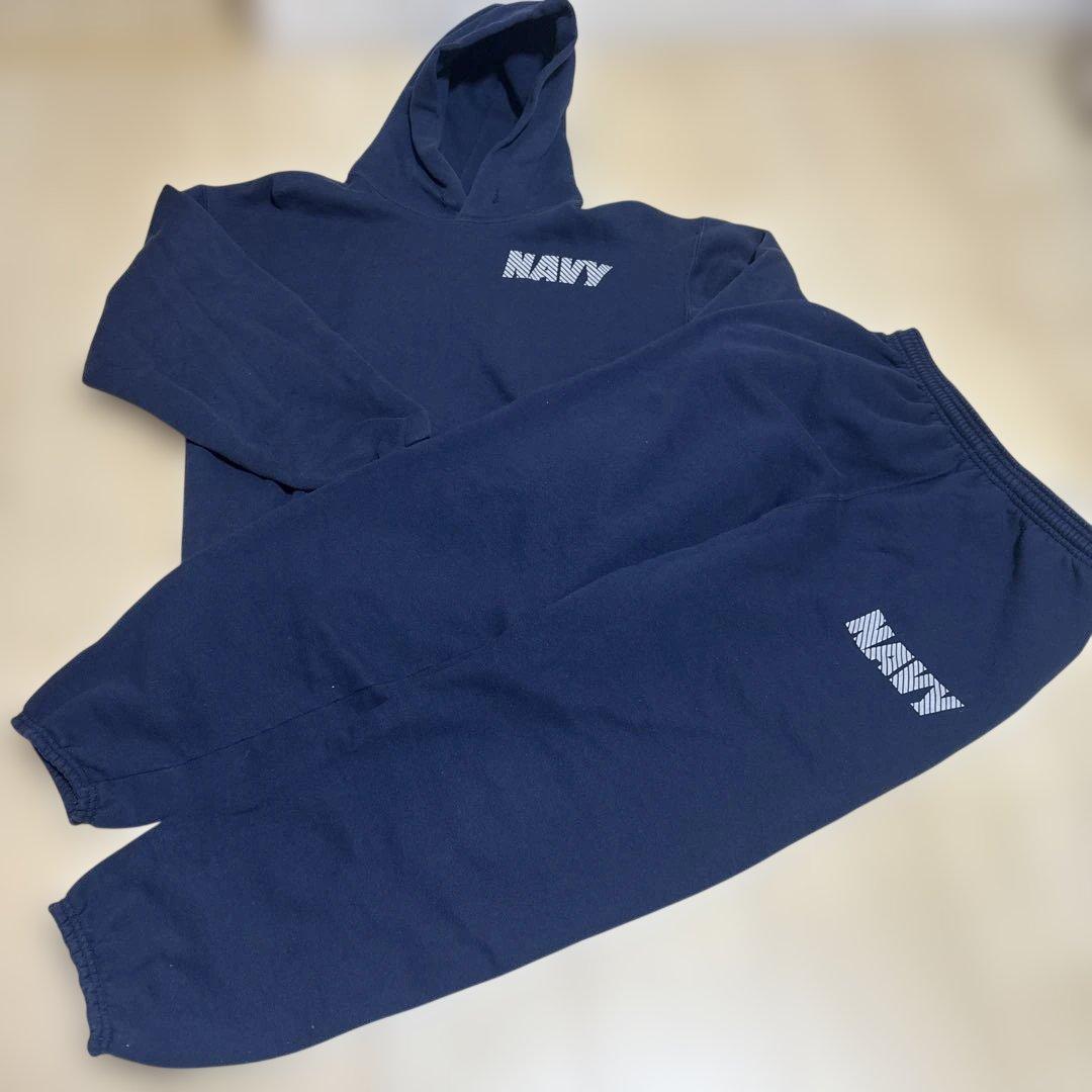 米軍放出品　U.S. NAVY フード付きスウェット Mサイズ 上下セット