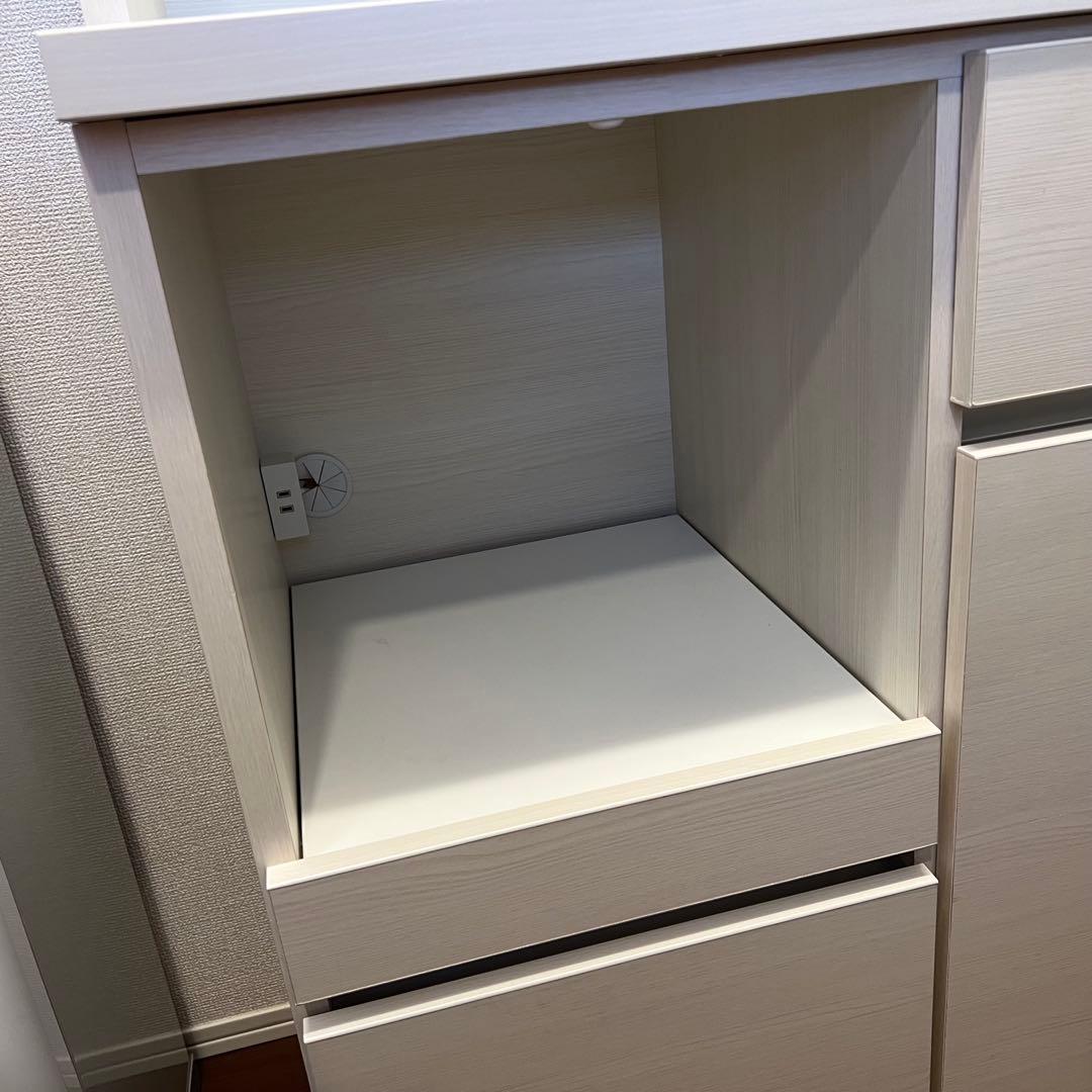 完成品 ホワイト キッチン 食器棚 引き出し ドア ホワイト レンジ台 大容量