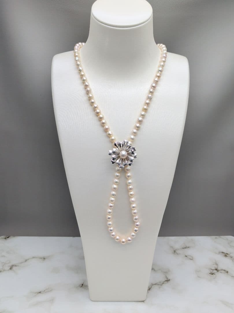 あこや本真珠 2way ロングパールネックレス 7-7.5mm　本真珠保証