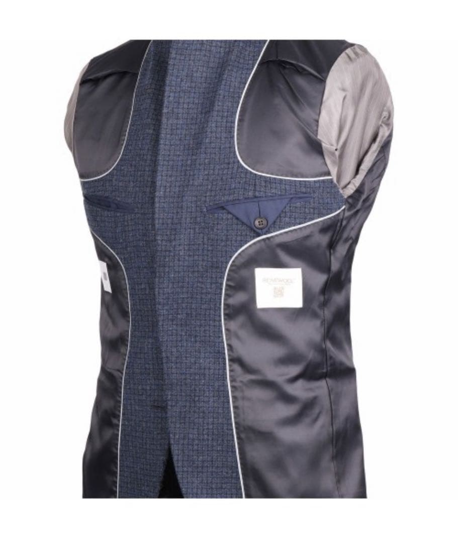 suit select Y4 ダークブルー チェック柄 ビジネススーツ