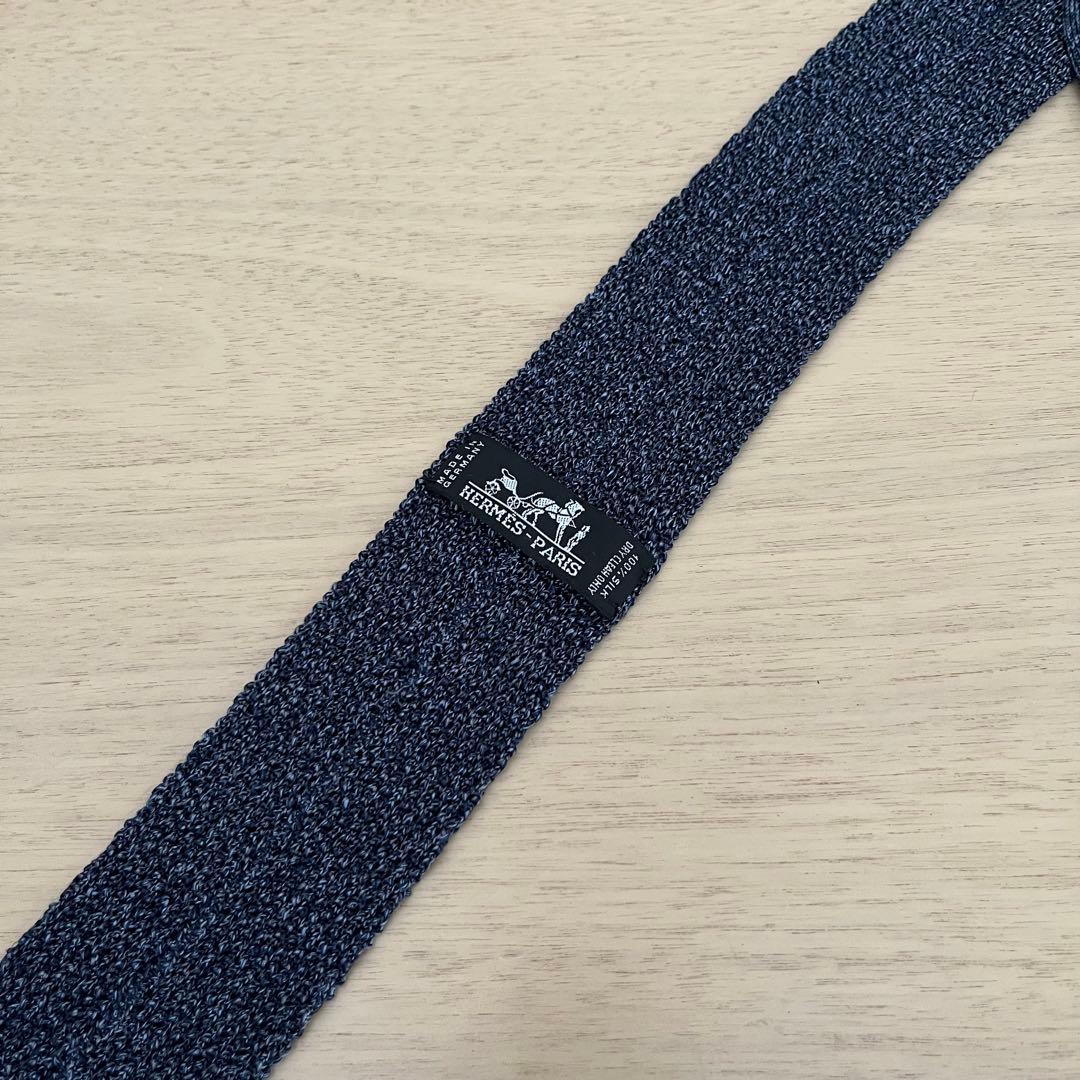 HERMES ニットタイ ネイビー