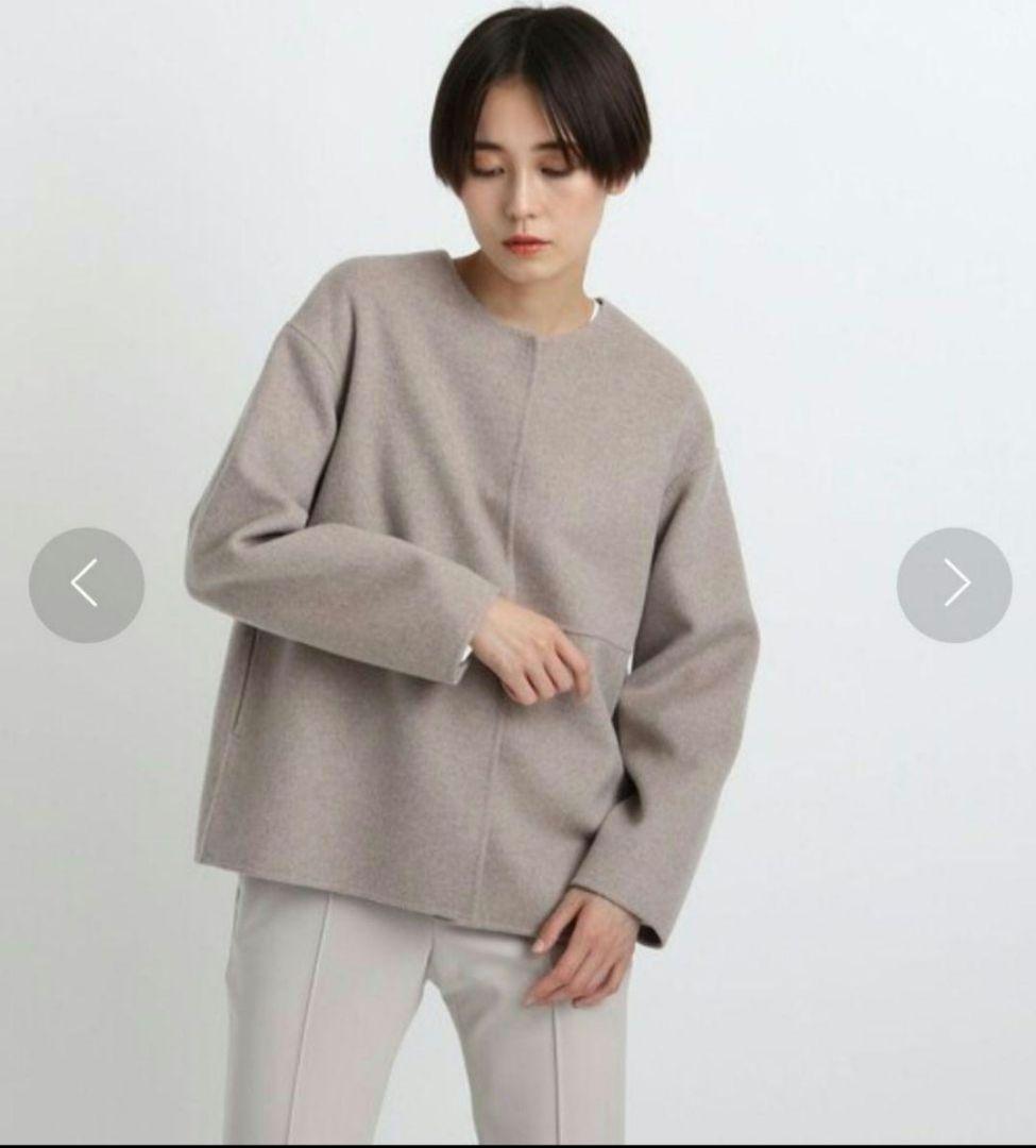 ★PA★インデヴィ　ハミルトンウールリバーノーカラーショートコート