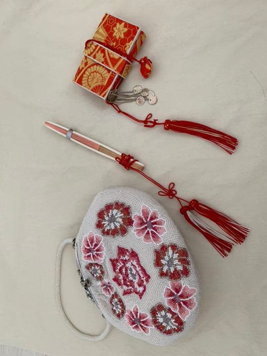 黒地に美しい花薬玉の着物とだらり帯　舞妓さんセット