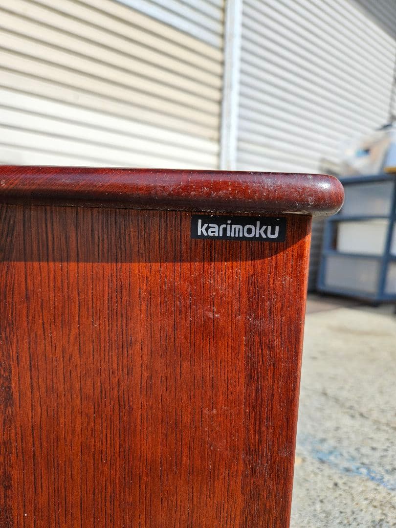 Karimoku 文机 座卓 抽斗付き 天然木製 勉強机 レトロ ヴィンテージ