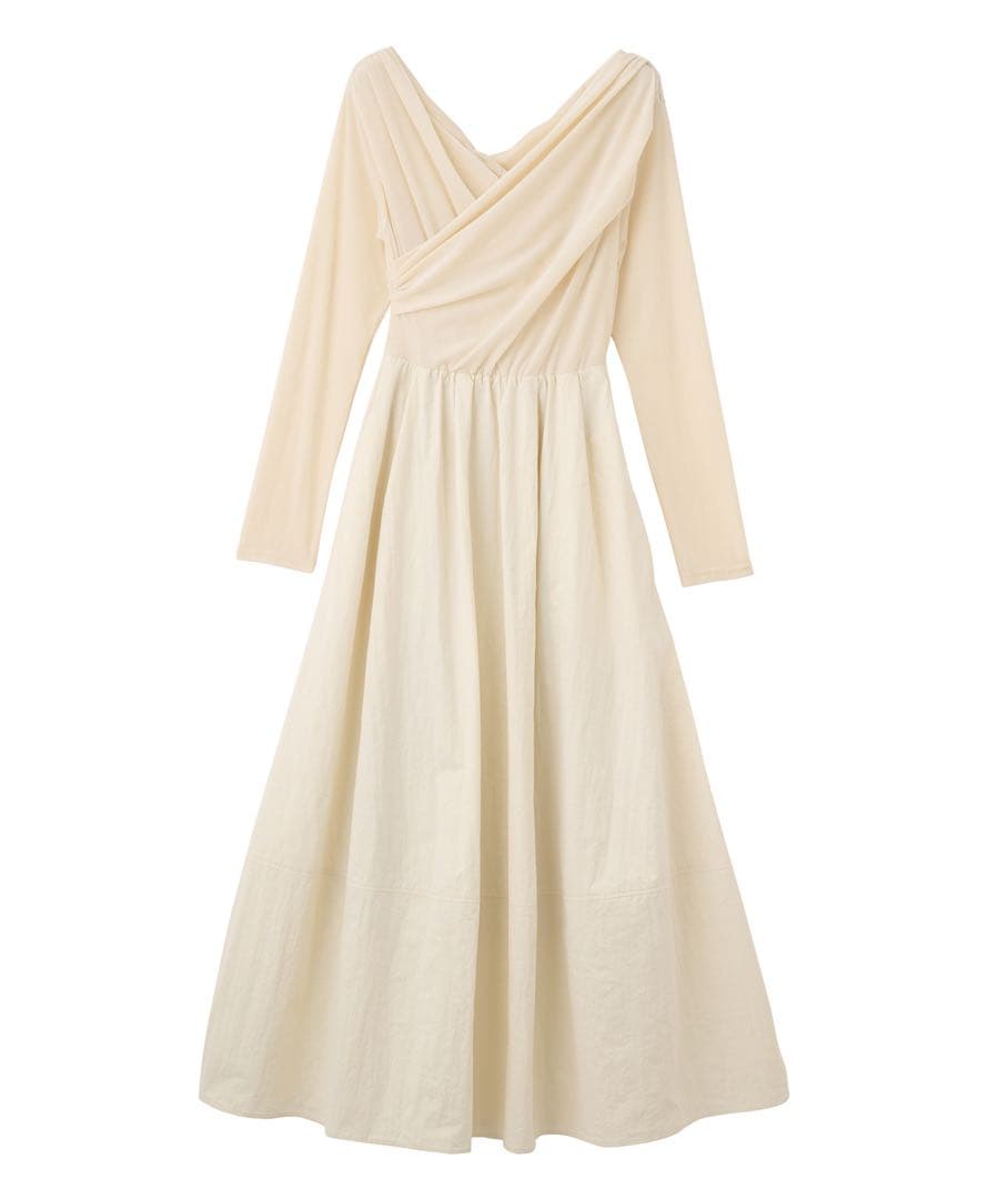 【即日発送】COCO DEAL ベロアドッキングワンピース アイボリーM