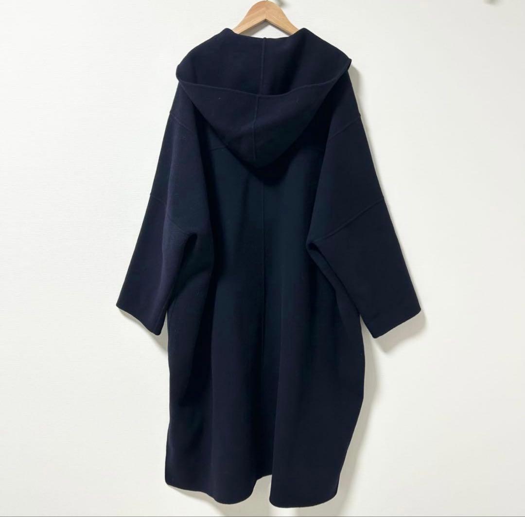 ルシェルブルーフードダブルフェイスコート