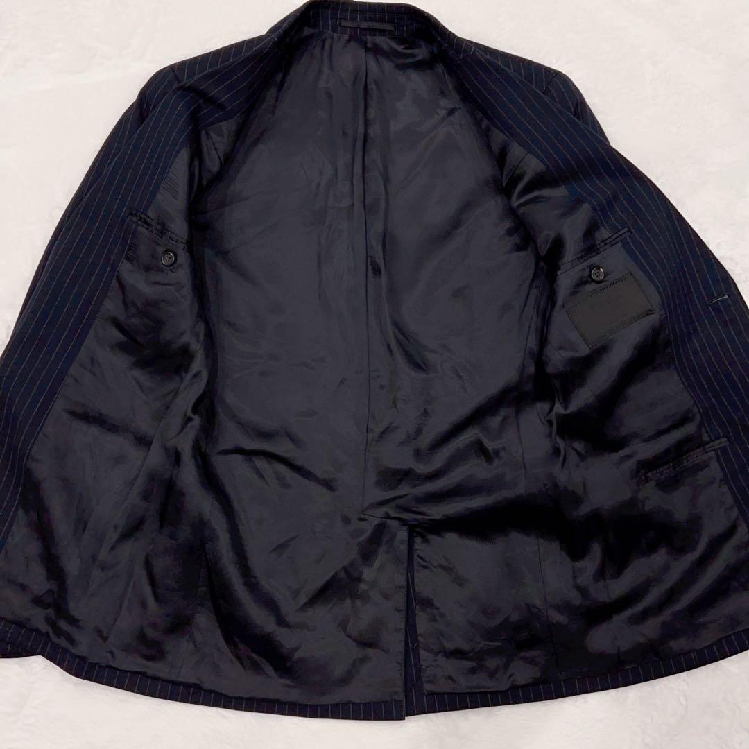 極美品 PRADA ブラック ストライプ ビジネススーツ